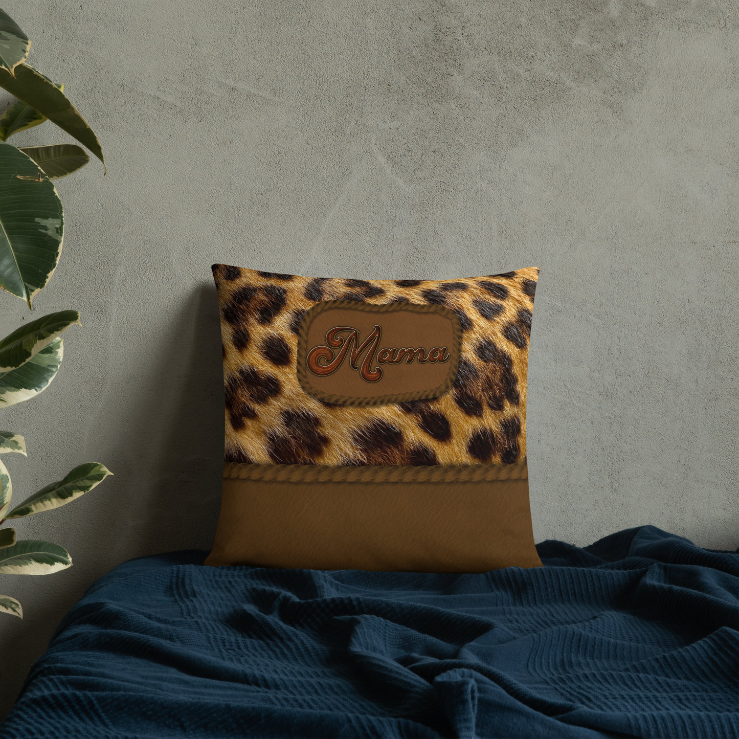 Mama's Wild Side Leopard and Leather Decorative Pillow