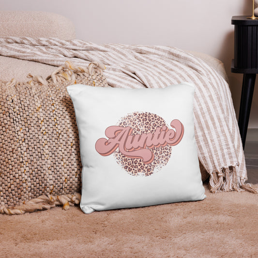 Pink Leopard Auntie Decorative Pillow