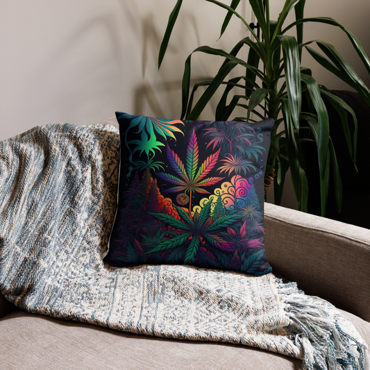 CannaDelic Three Cannabis Leaf Decorative Pillow