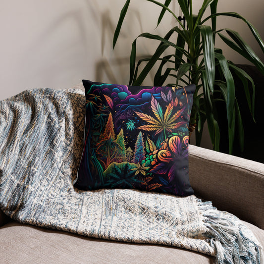 CannaDelic Four Cannabis Leaf Decorative Pillow