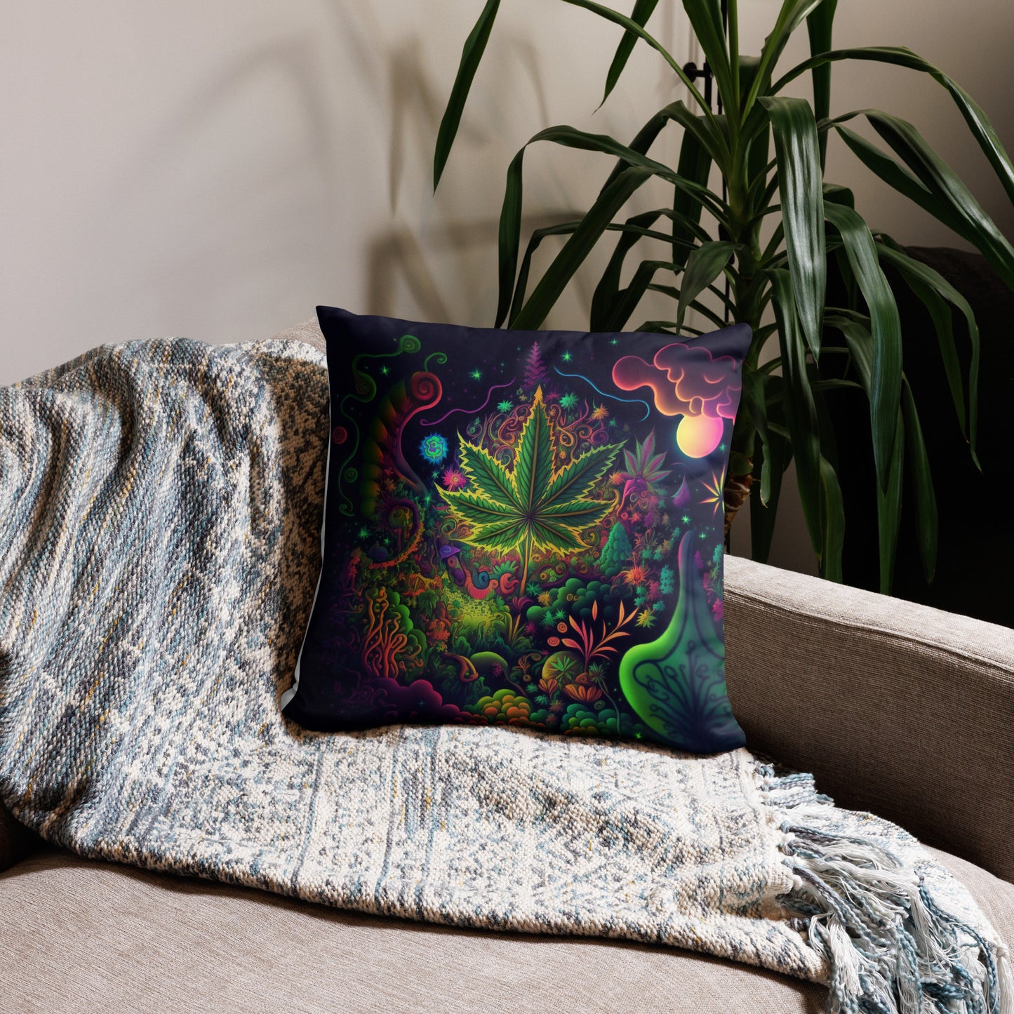 CannaDelic Five Cannabis Leaf Decorative Pillow