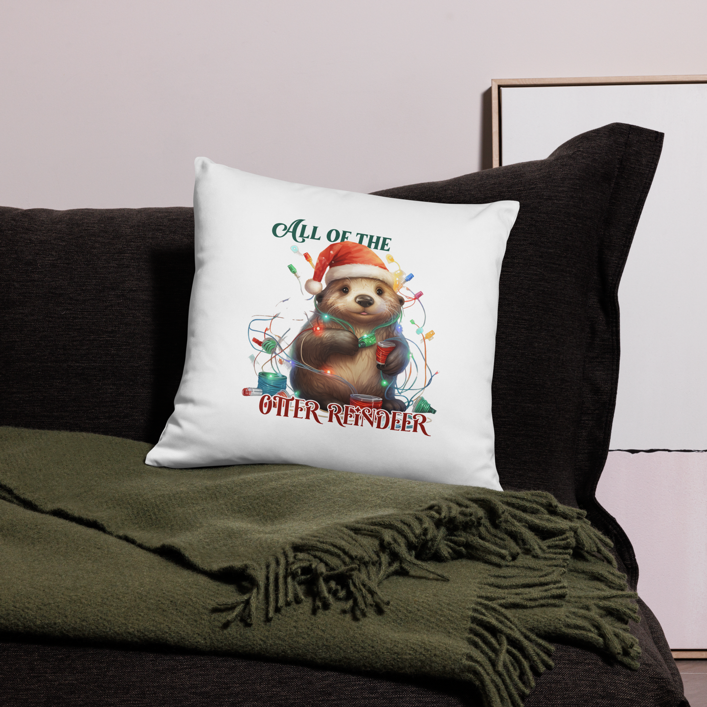 All of the Otter Reindeer Christmas Decorative Pillow