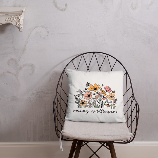 Raising Wildflowers Vintage Floral Decorative Pillow