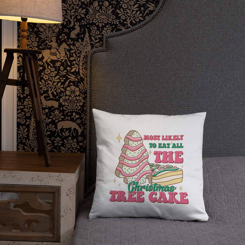 Most Likely To Eat All The Christmas Tree Cakes Decorative Pillow