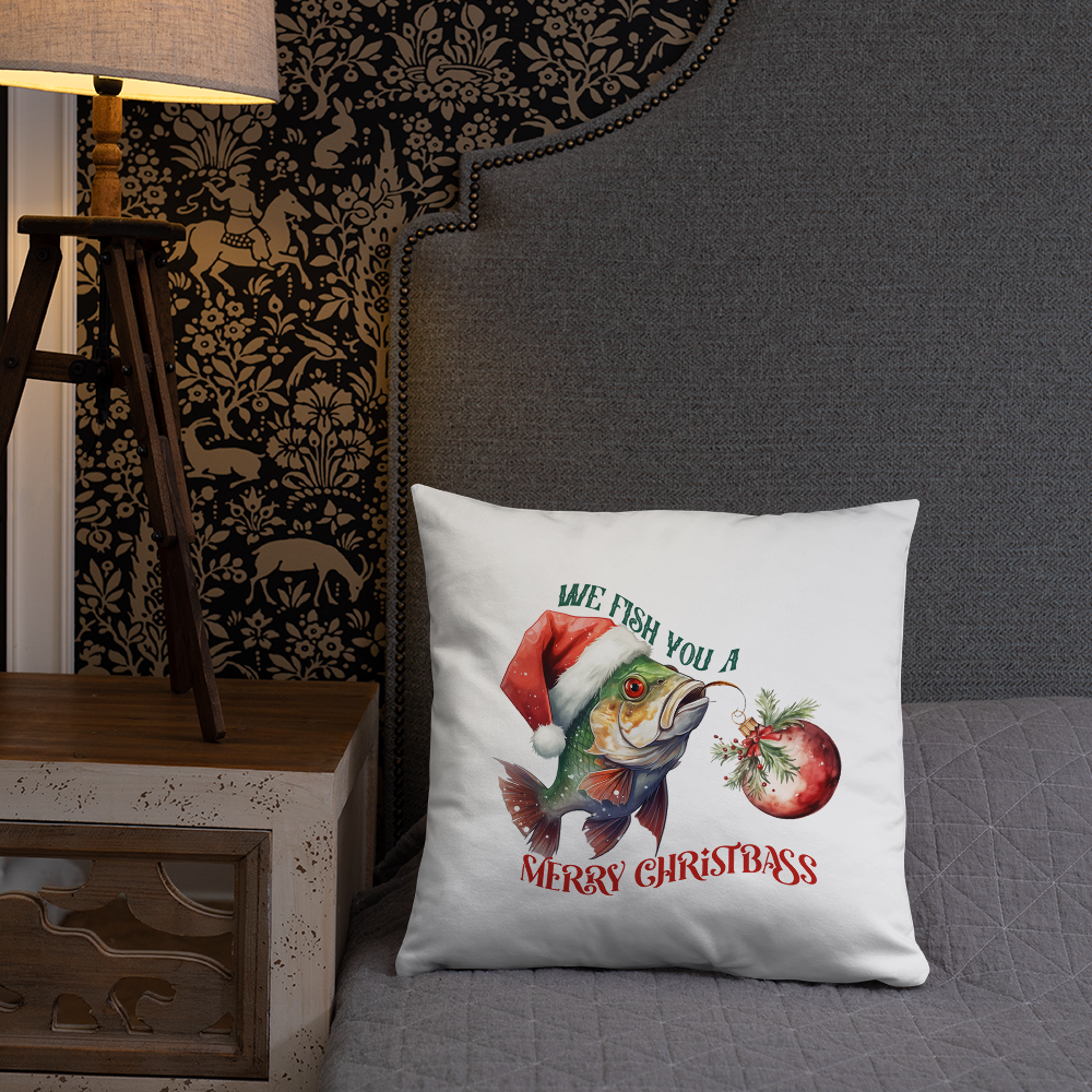 We Fish You A Merry ChristBass Decorative Pillow