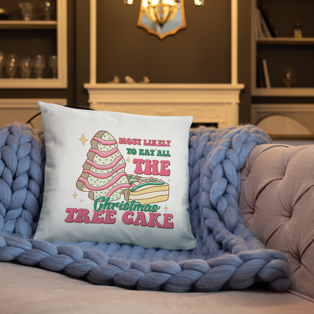 Most Likely To Eat All The Christmas Tree Cakes Decorative Pillow