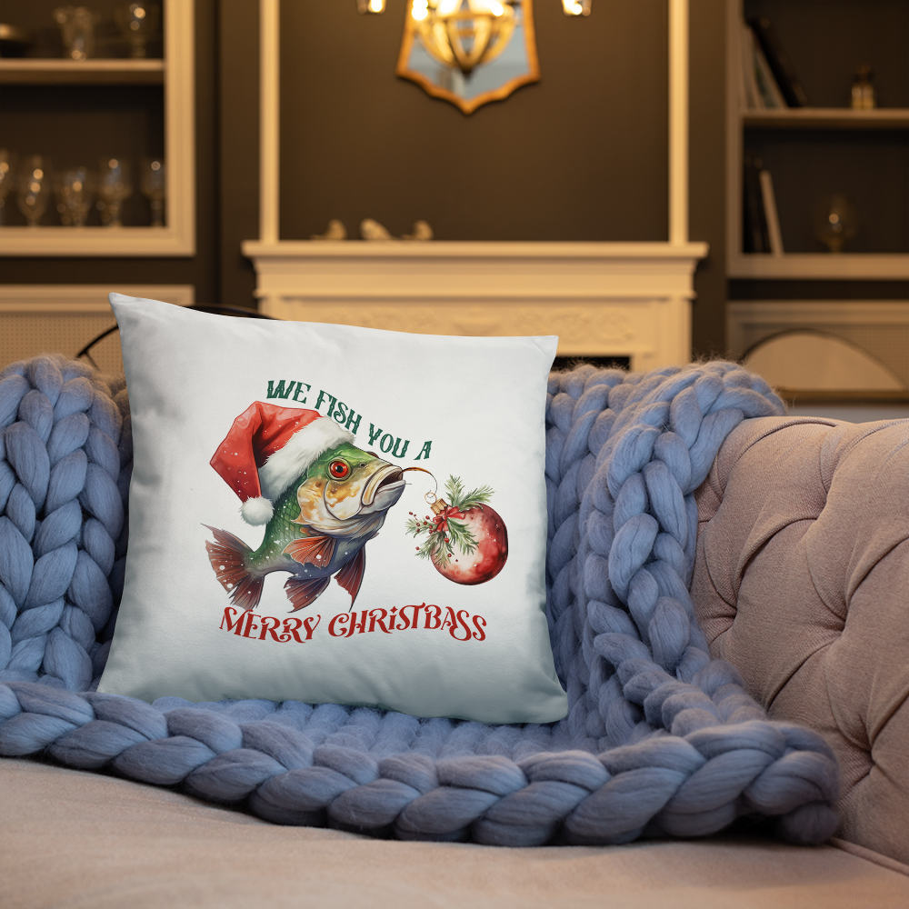 We Fish You A Merry ChristBass Decorative Pillow