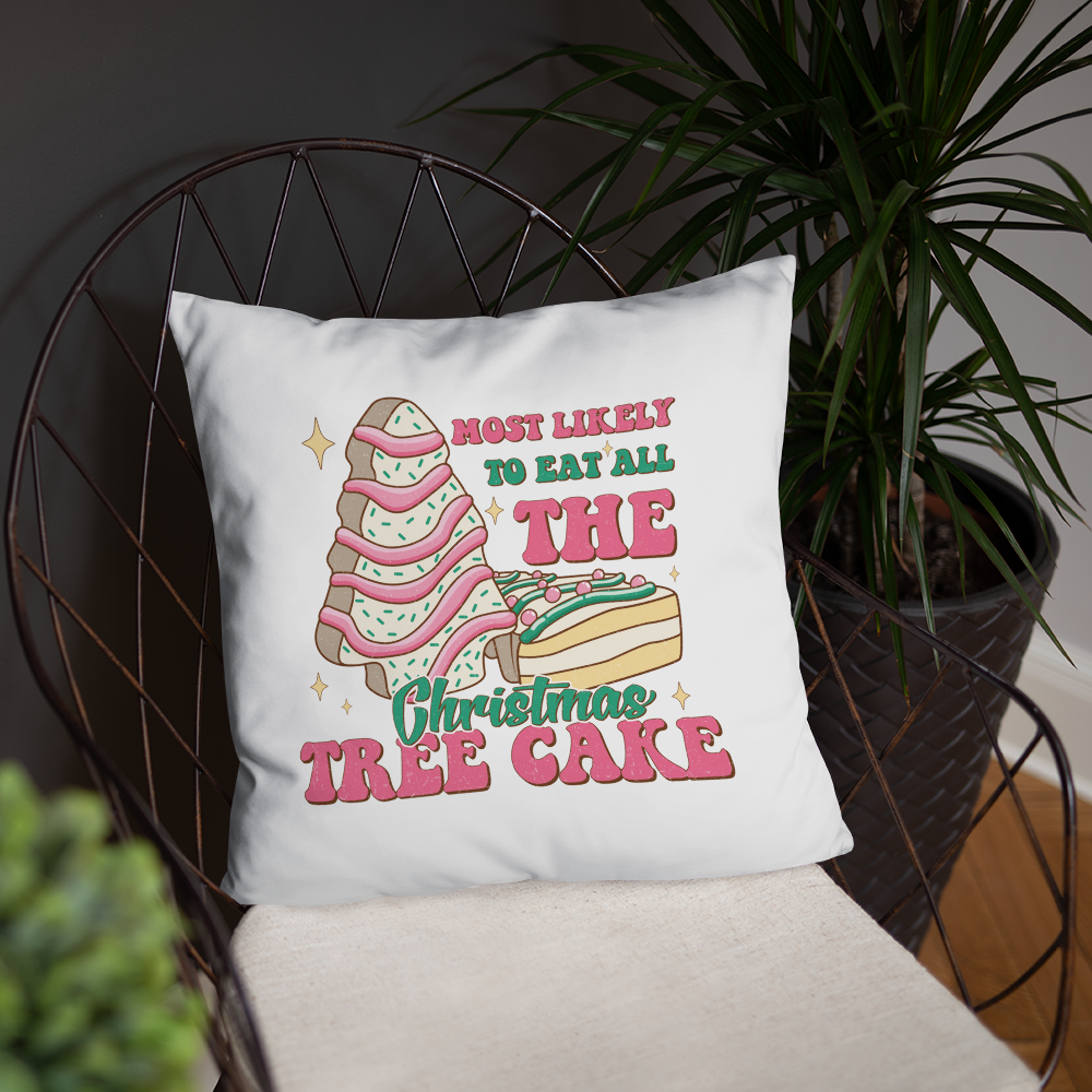 Most Likely To Eat All The Christmas Tree Cakes Decorative Pillow