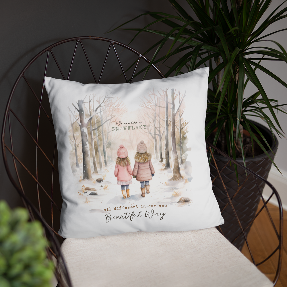 We Are Like A Snowflake, All Different In Our Own Beautiful Way Decorative Pillow