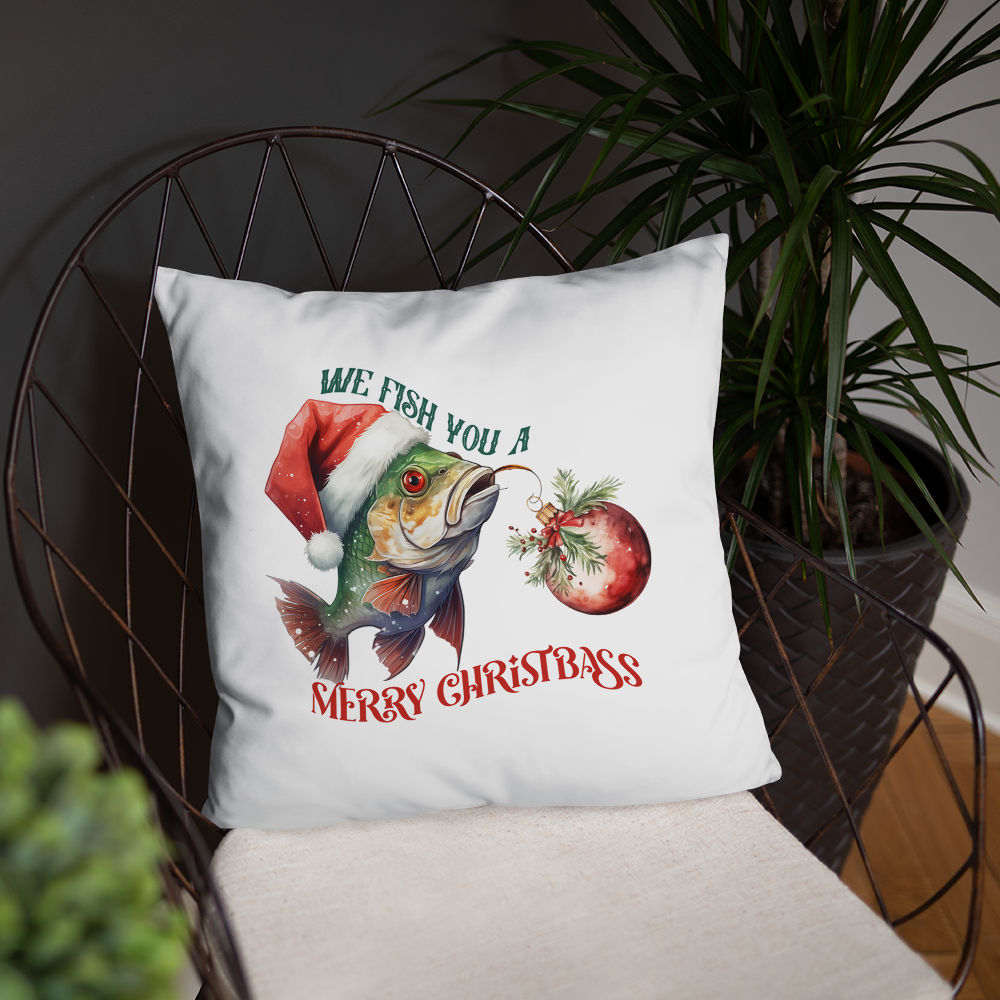 We Fish You A Merry ChristBass Decorative Pillow