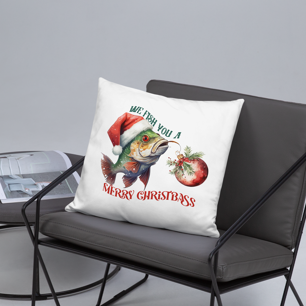 We Fish You A Merry ChristBass Decorative Pillow