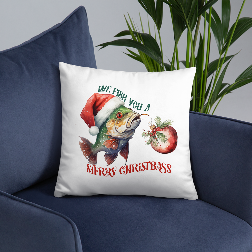 We Fish You A Merry ChristBass Decorative Pillow