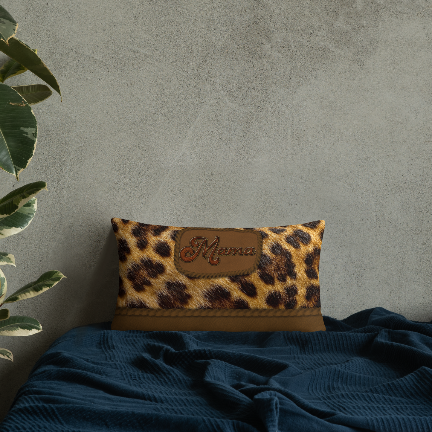 Mama's Wild Side Leopard and Leather Decorative Pillow