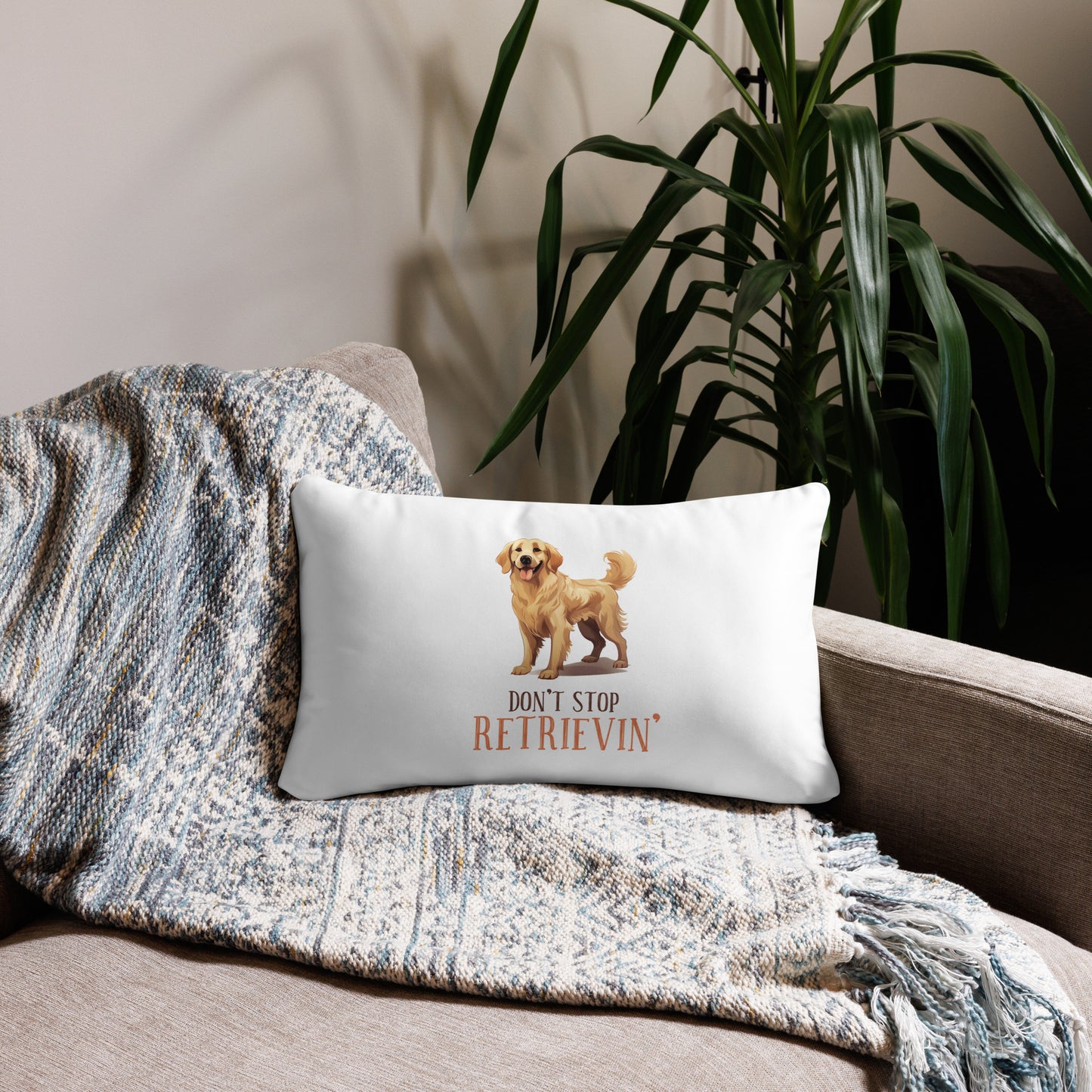 Don't Stop Retrievin' Golden Retriever Decorative Pillow