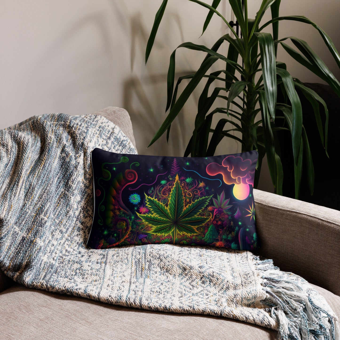 CannaDelic Five Cannabis Leaf Decorative Pillow