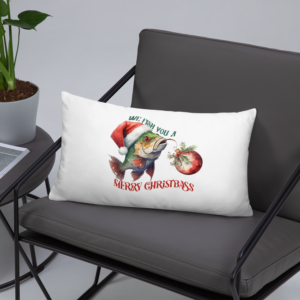 We Fish You A Merry ChristBass Decorative Pillow