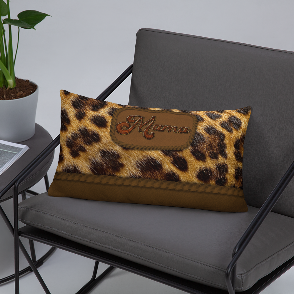 Mama's Wild Side Leopard and Leather Decorative Pillow