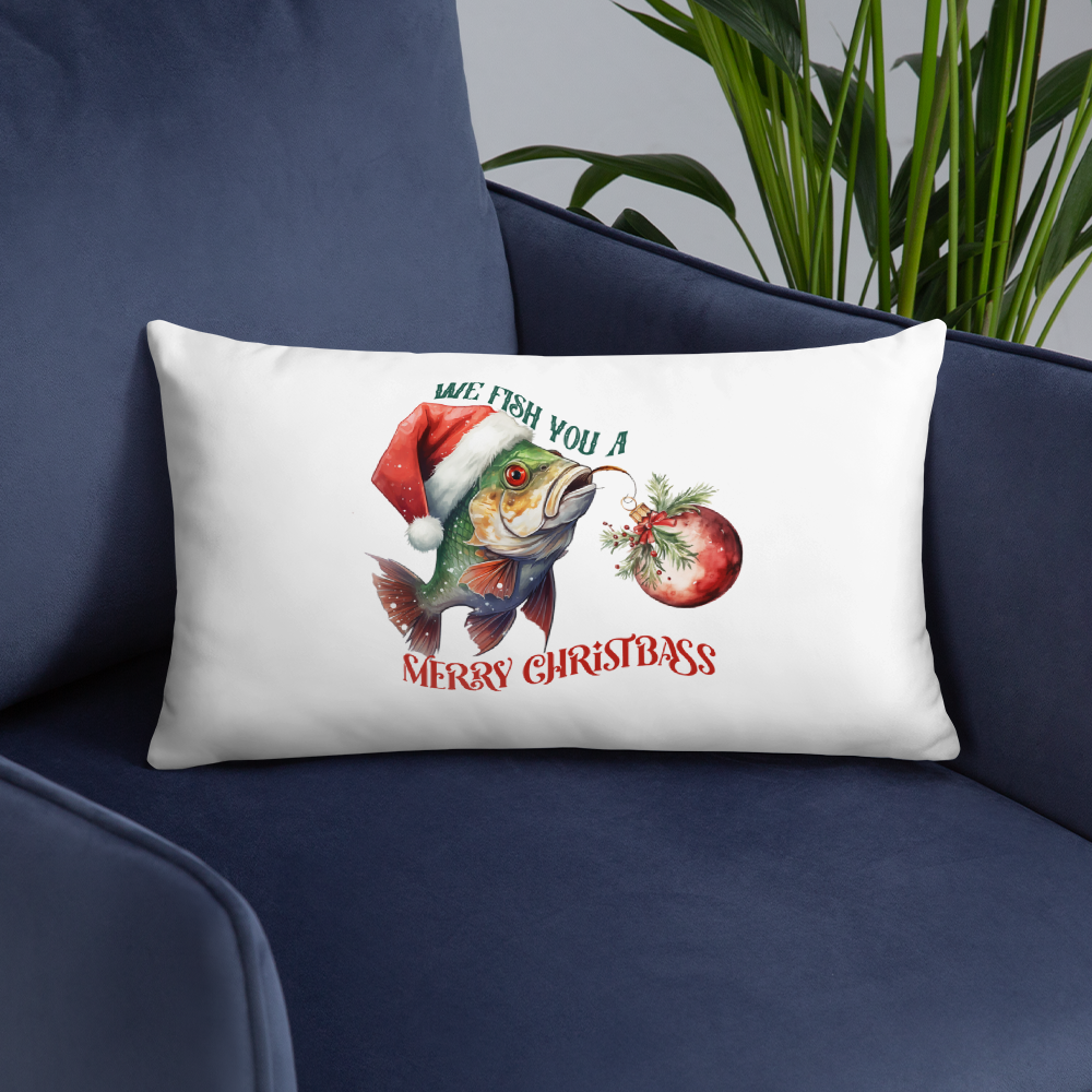 We Fish You A Merry ChristBass Decorative Pillow