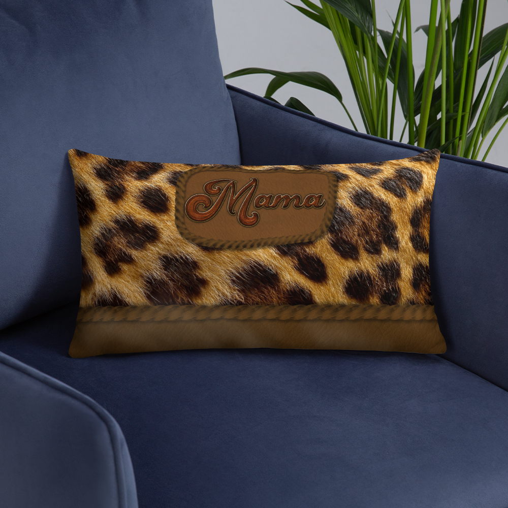 Mama's Wild Side Leopard and Leather Decorative Pillow