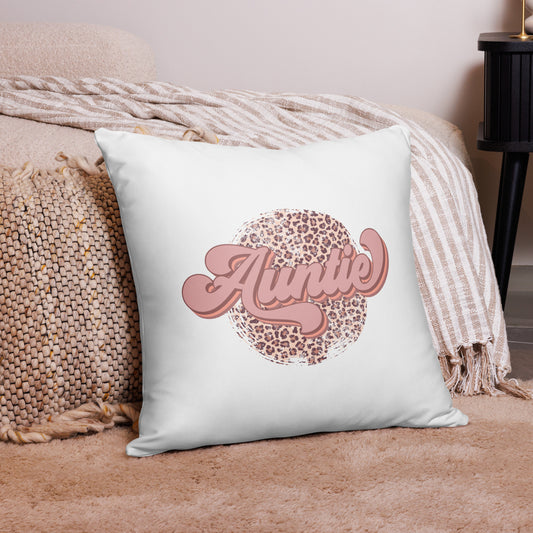 Pink Leopard Auntie Decorative Pillow