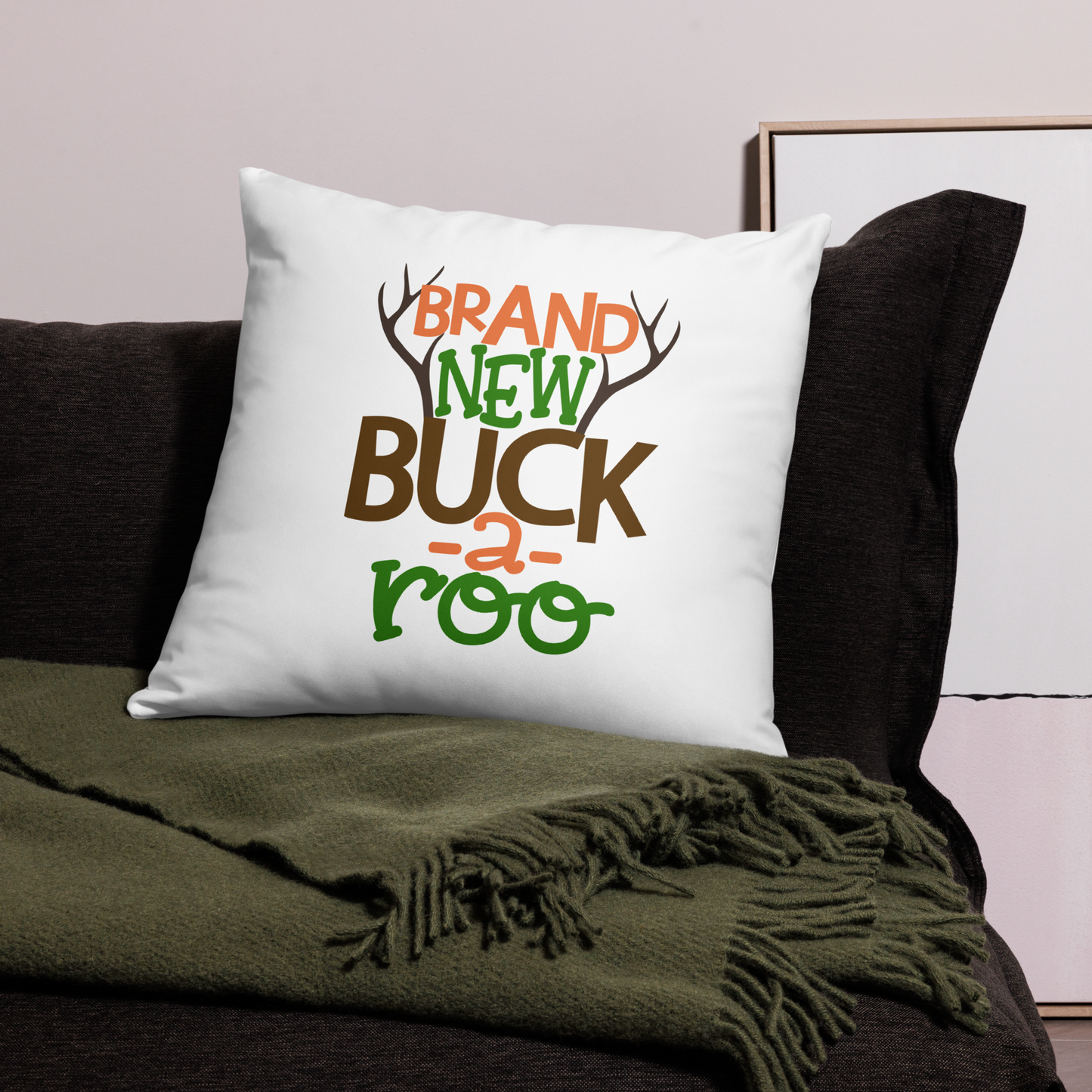 Brand New Buck A Roo Antler Rack Decorative Pillow