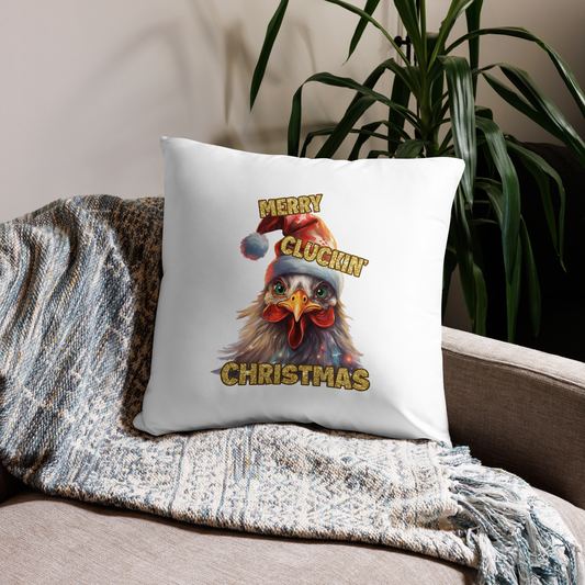 Merry Cluckin' Christmas Decorative Pillow