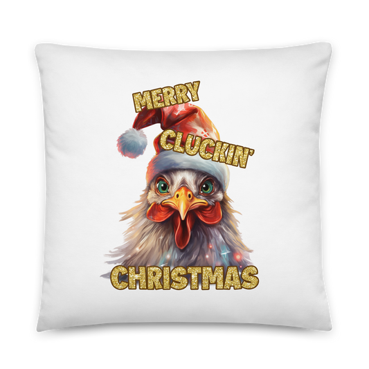 Merry Cluckin' Christmas Decorative Pillow