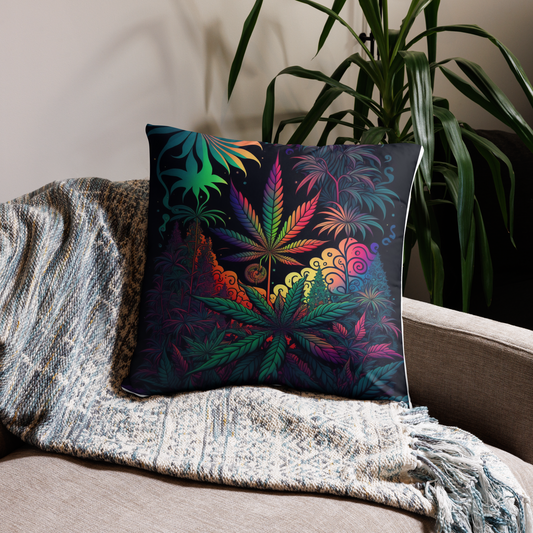 CannaDelic Three Cannabis Leaf Decorative Pillow