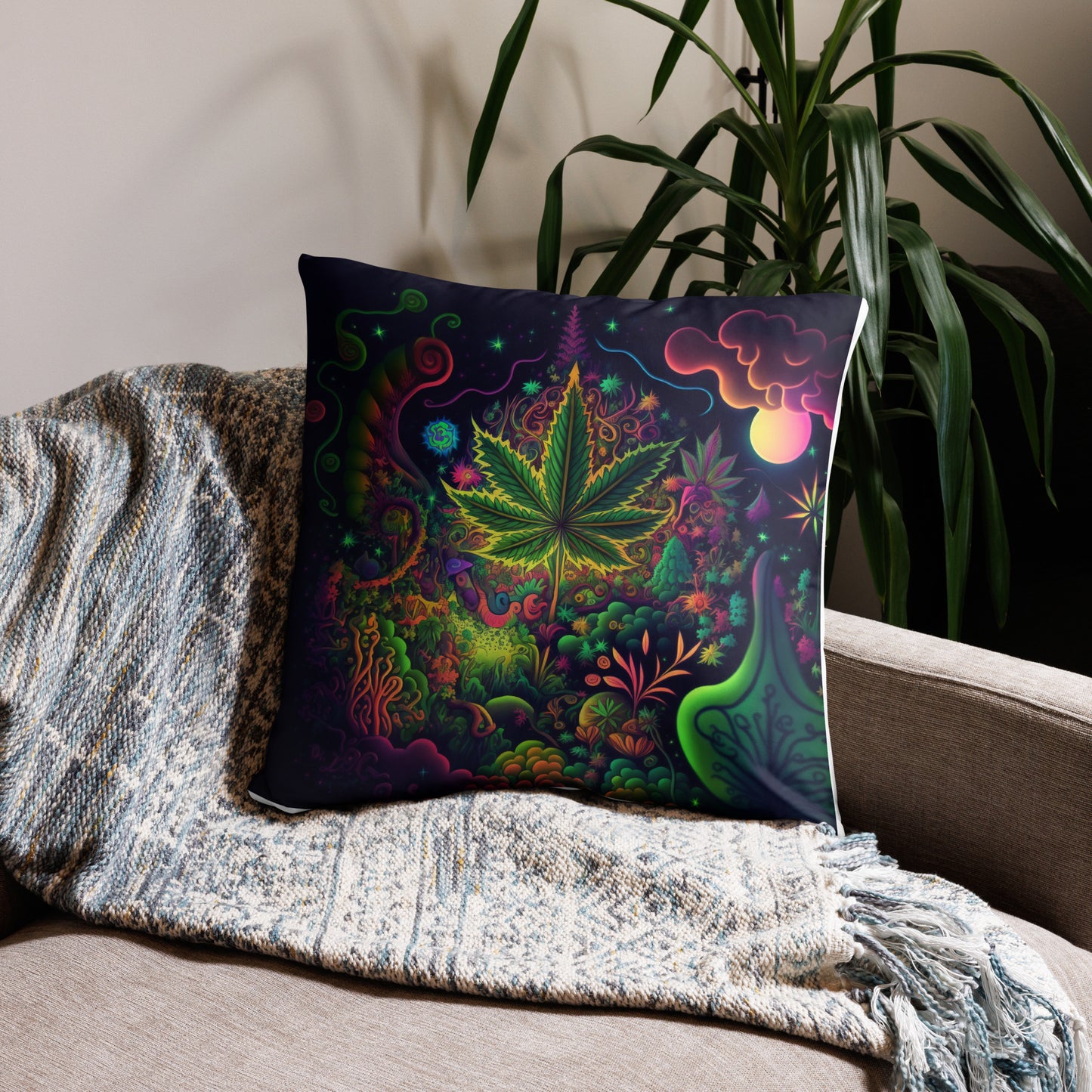 CannaDelic Five Cannabis Leaf Decorative Pillow