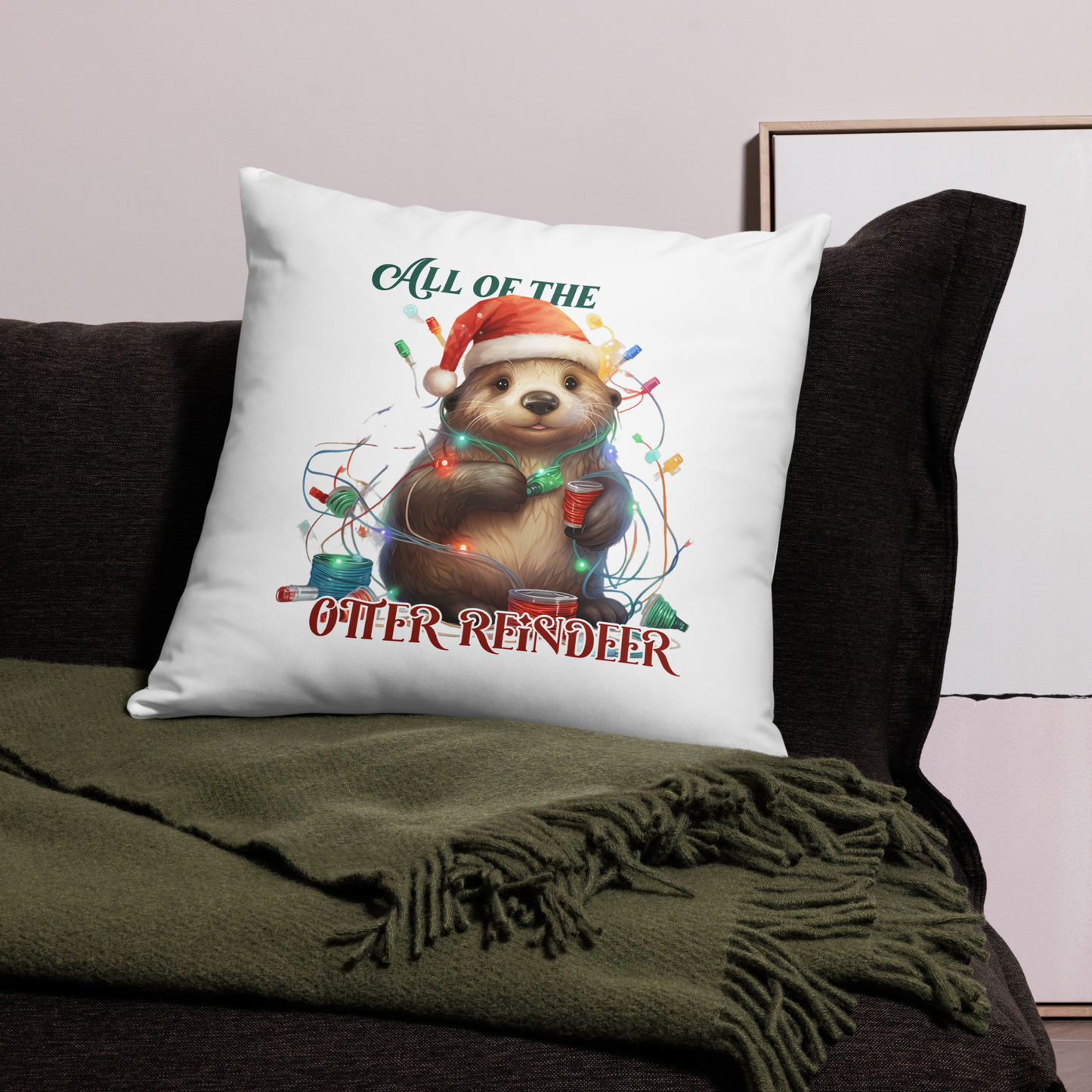 All of the Otter Reindeer Christmas Decorative Pillow