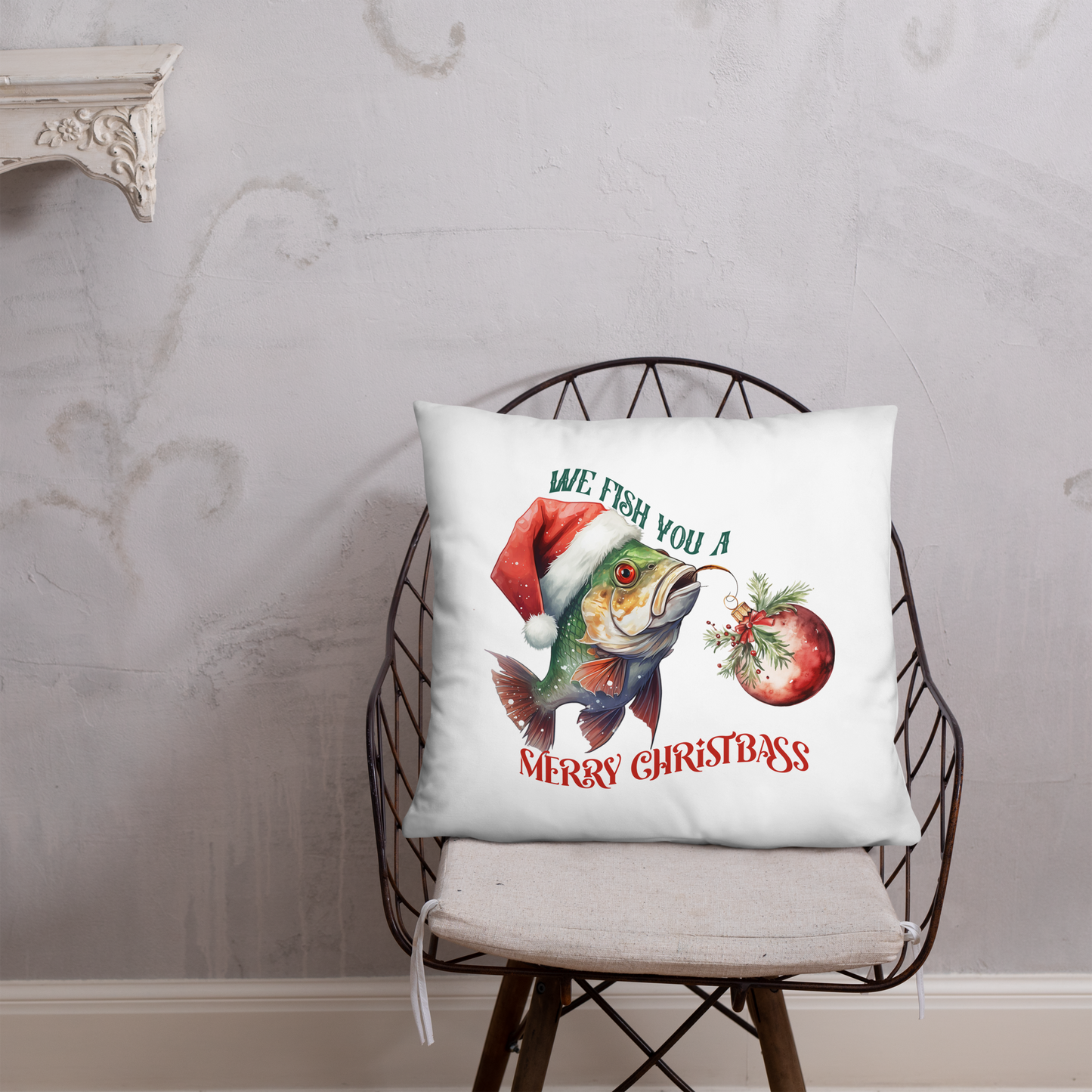 We Fish You A Merry ChristBass Decorative Pillow