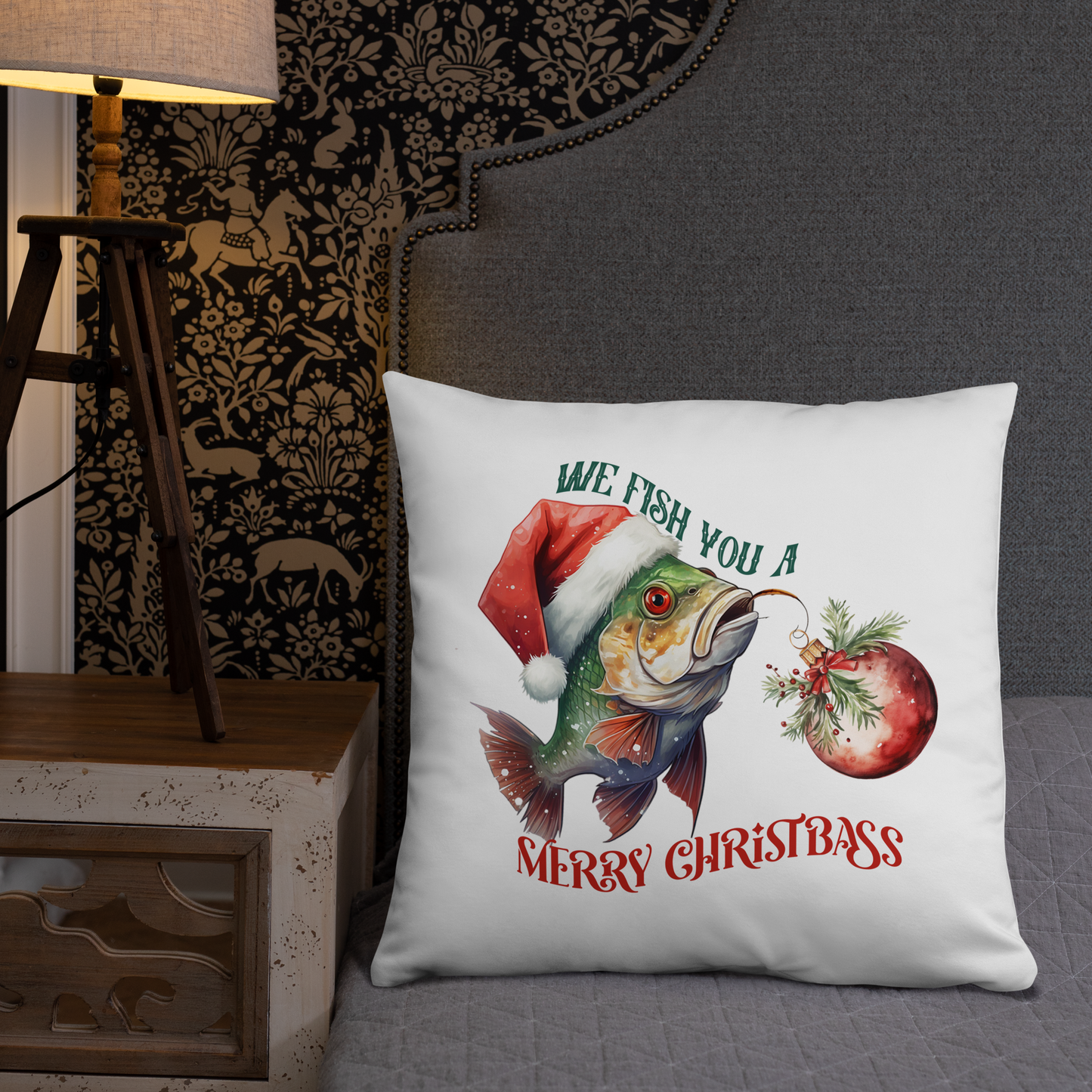 We Fish You A Merry ChristBass Decorative Pillow