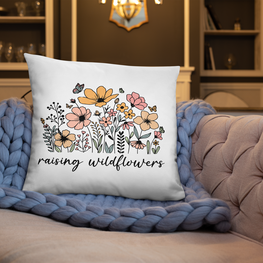 Raising Wildflowers Vintage Floral Decorative Pillow