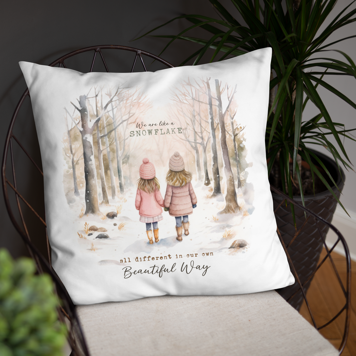 We Are Like A Snowflake, All Different In Our Own Beautiful Way Decorative Pillow