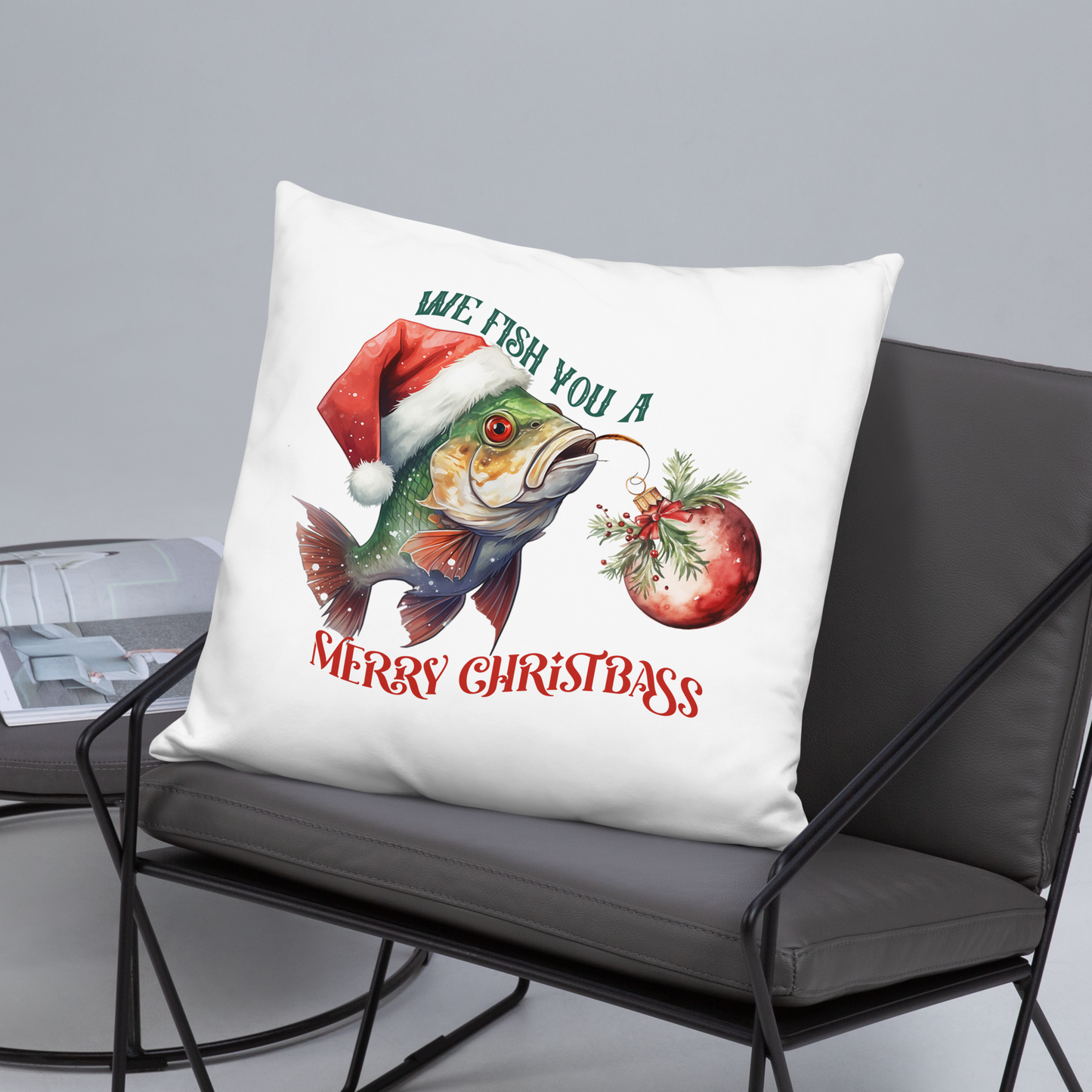 We Fish You A Merry ChristBass Decorative Pillow