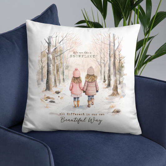 We Are Like A Snowflake, All Different In Our Own Beautiful Way Decorative Pillow