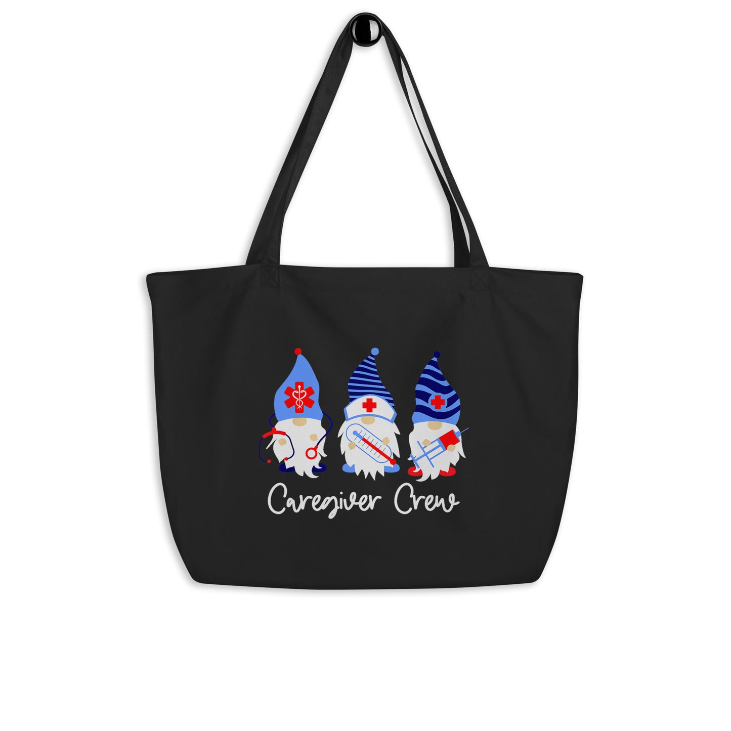 Caregiver Crew Gnome Large organic tote bag