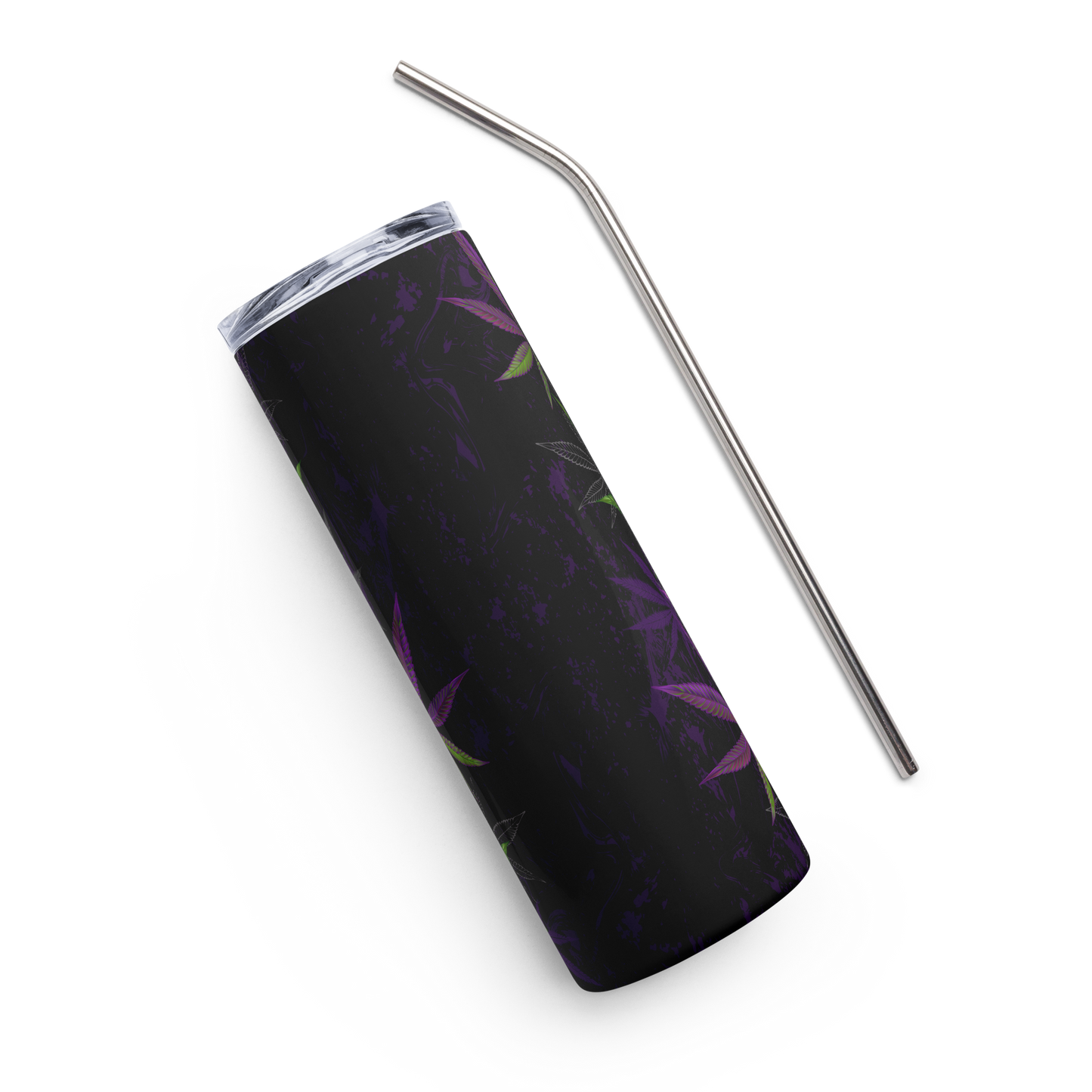 Green & Purple Cannabis Leaves 20 oz Stainless steel Tumbler