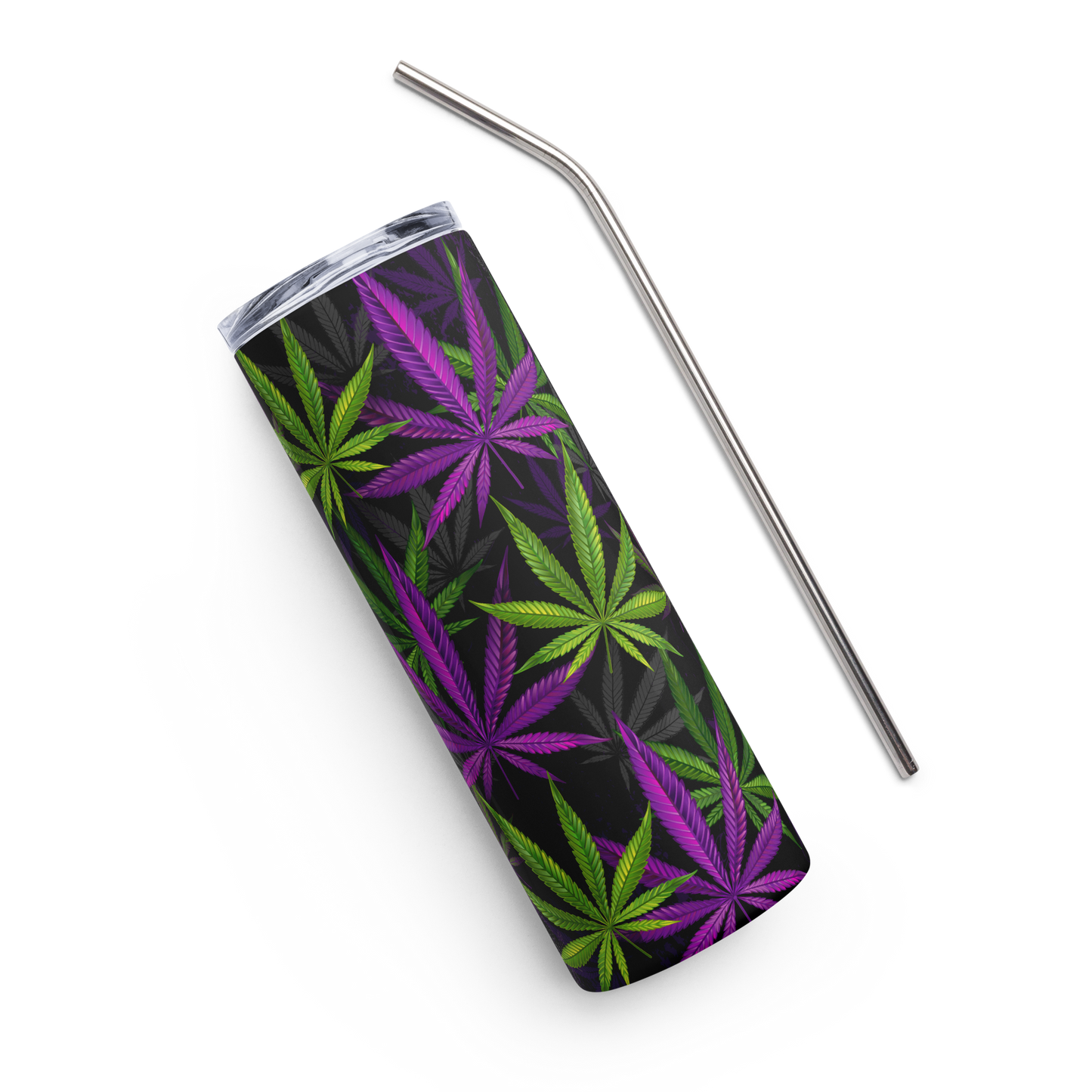 Green & Purple Cannabis Leaves 20 oz Stainless steel Tumbler