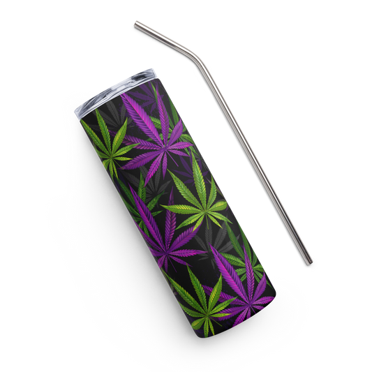 Green & Purple Cannabis Leaves 20 oz Stainless steel Tumbler