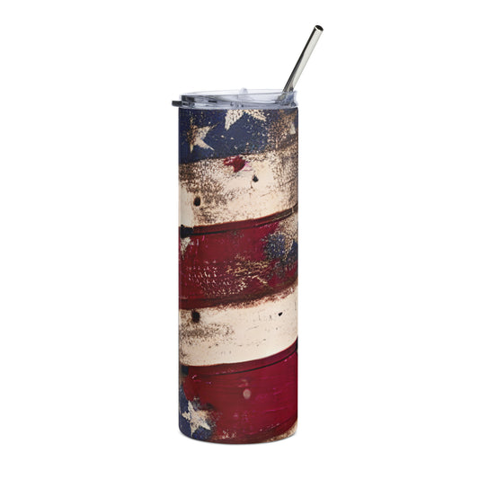 Distressed US Flag 20 oz Stainless steel Tumbler