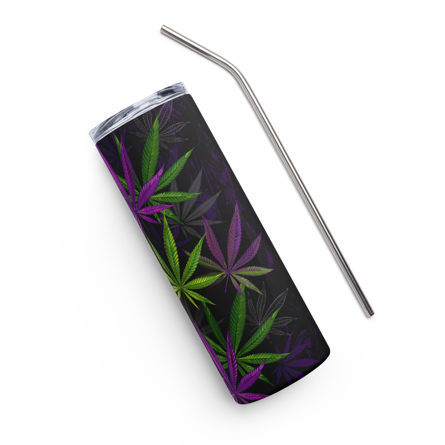 Green & Purple Cannabis Leaves 20 oz Stainless steel Tumbler