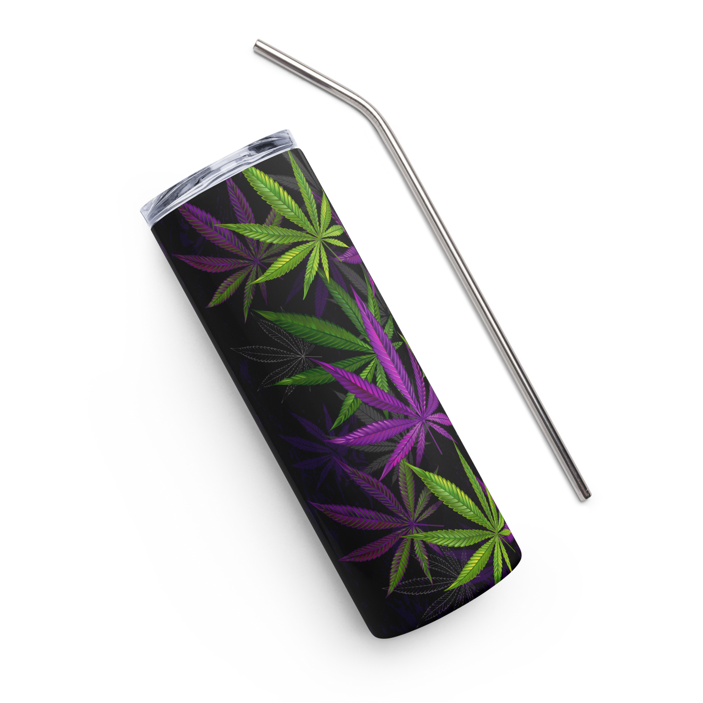 Green & Purple Cannabis Leaves 20 oz Stainless steel Tumbler