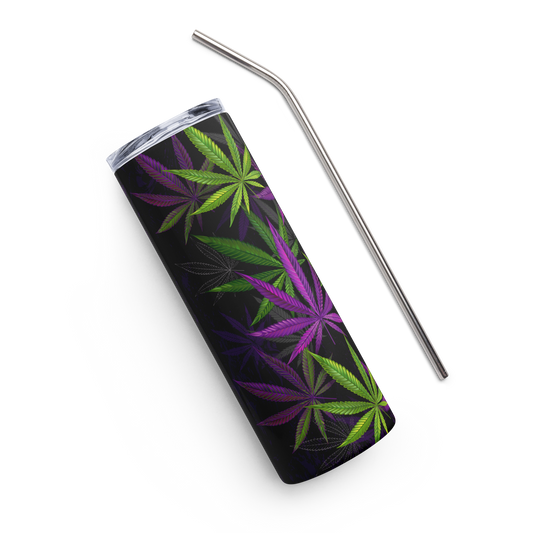 Green & Purple Cannabis Leaves 20 oz Stainless steel Tumbler