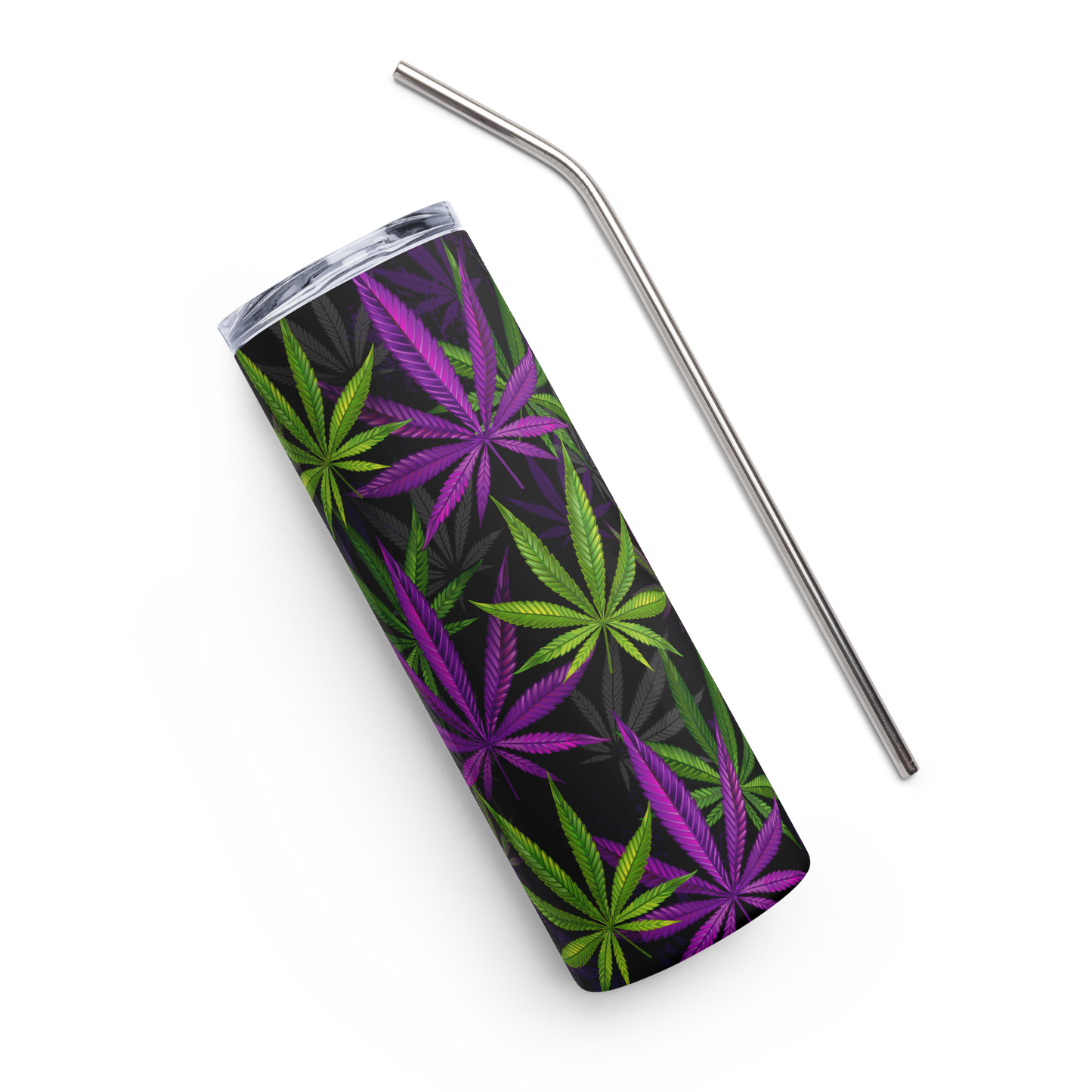 Green & Purple Cannabis Leaves 20 oz Stainless steel Tumbler