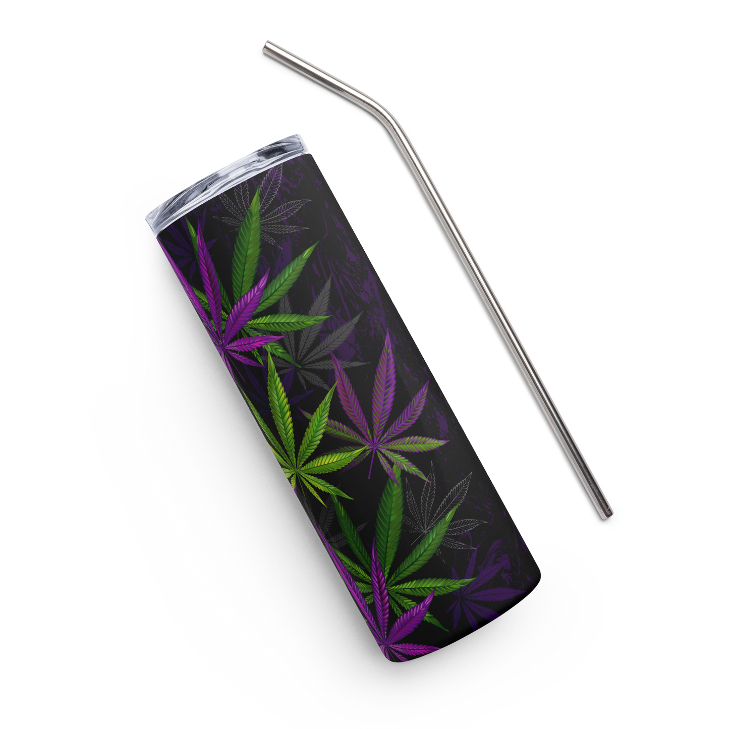 Green & Purple Cannabis Leaves 20 oz Stainless steel Tumbler