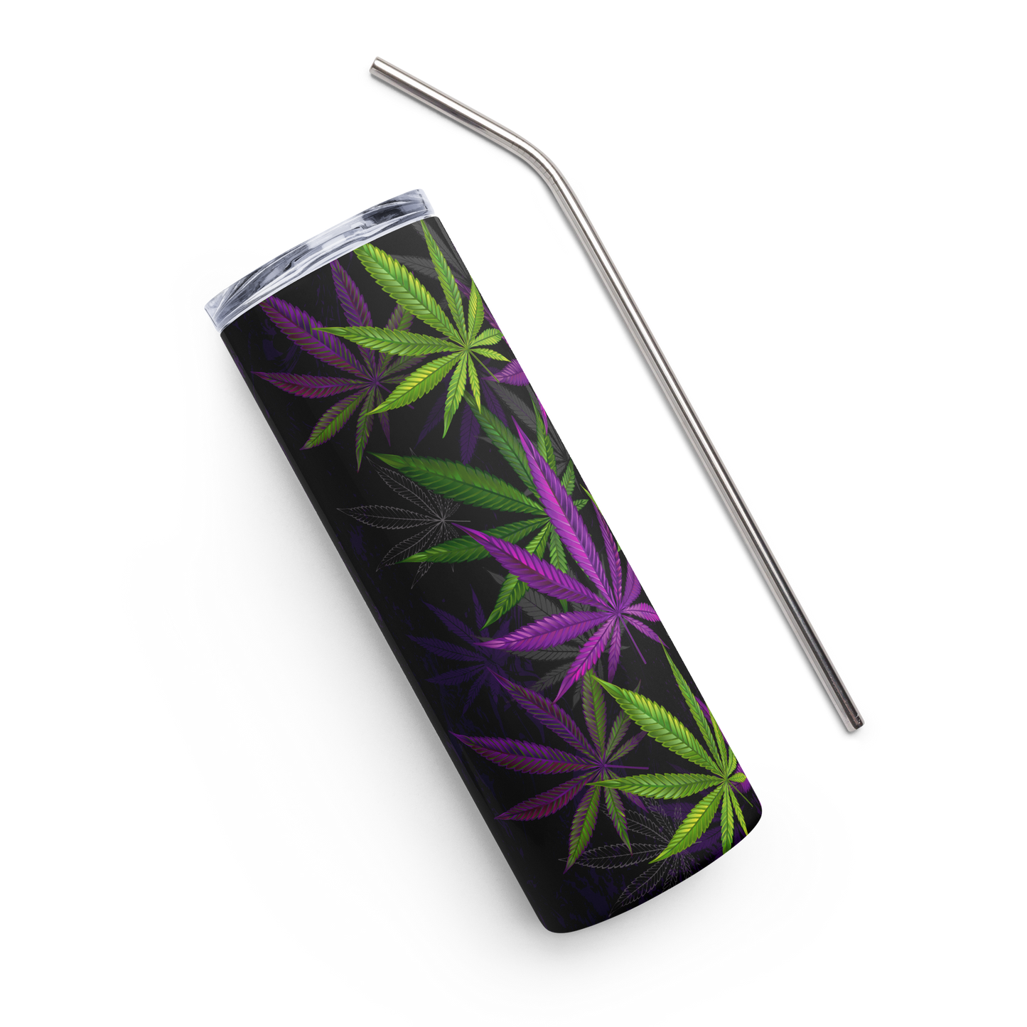 Green & Purple Cannabis Leaves 20 oz Stainless steel Tumbler