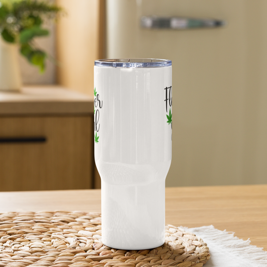 Flower Girl Cannabis Leaf Travel mug with a handle