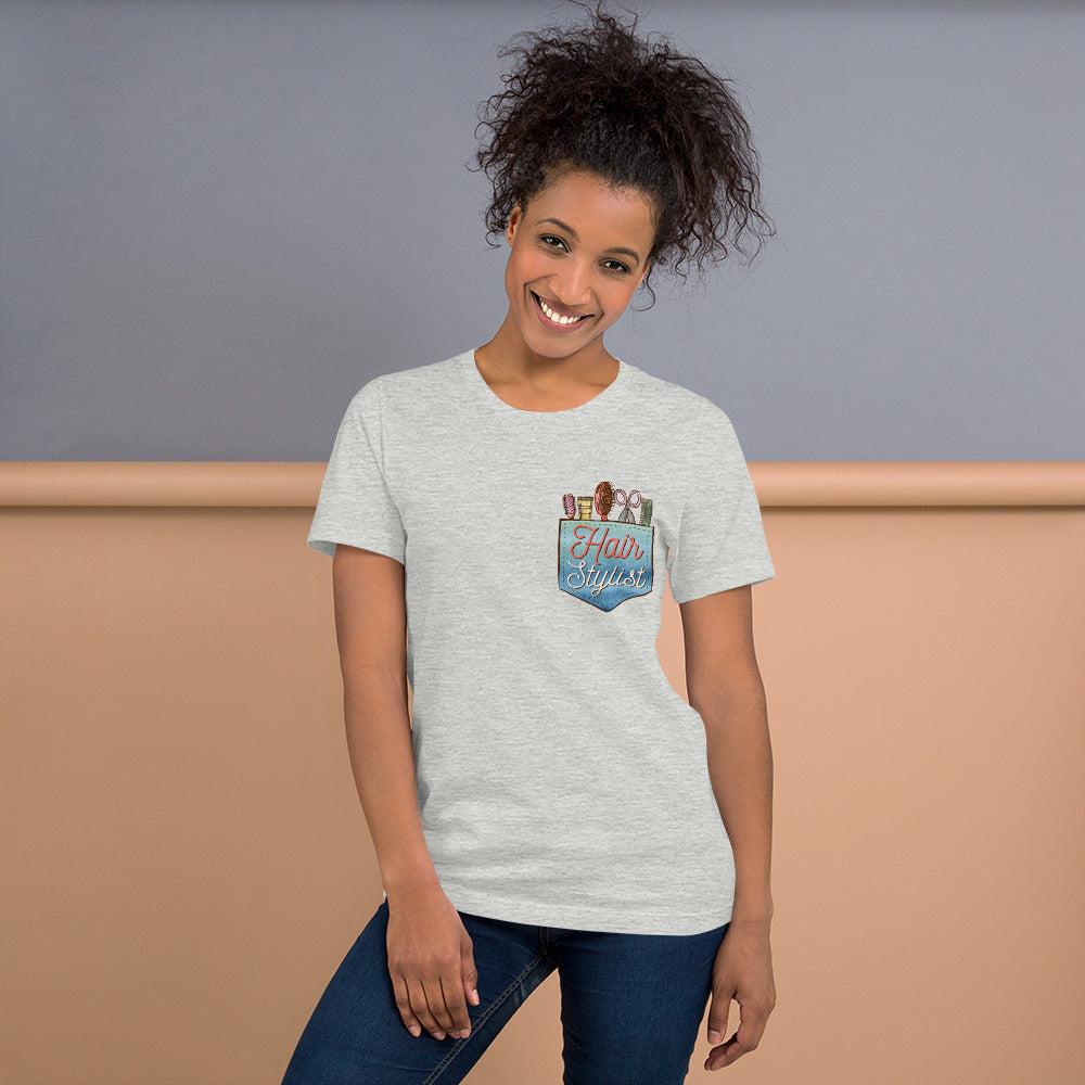 Hair Stylist's Faux Pocket of Tools Bella Canvas 3001 Unisex T-shirt