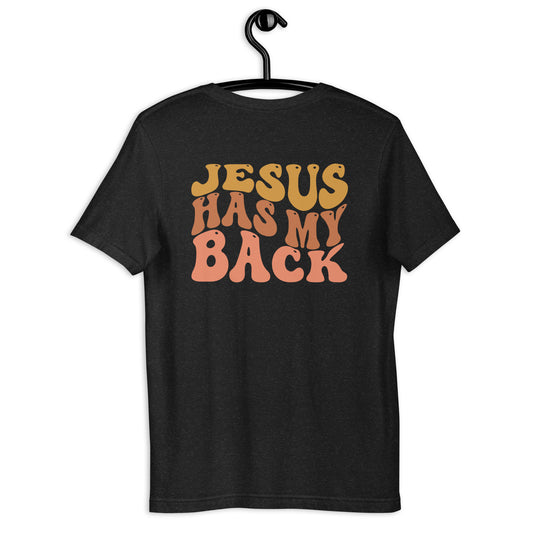 Jesus Has My Back Retro Wave Bella Canvas 3001 Unisex t-shirt